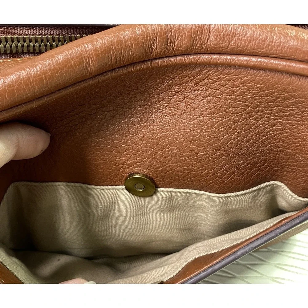 J CREW Women's Signet Crossbody Purse Chestnut‎ Brown Italian leather Bag 6x8x3